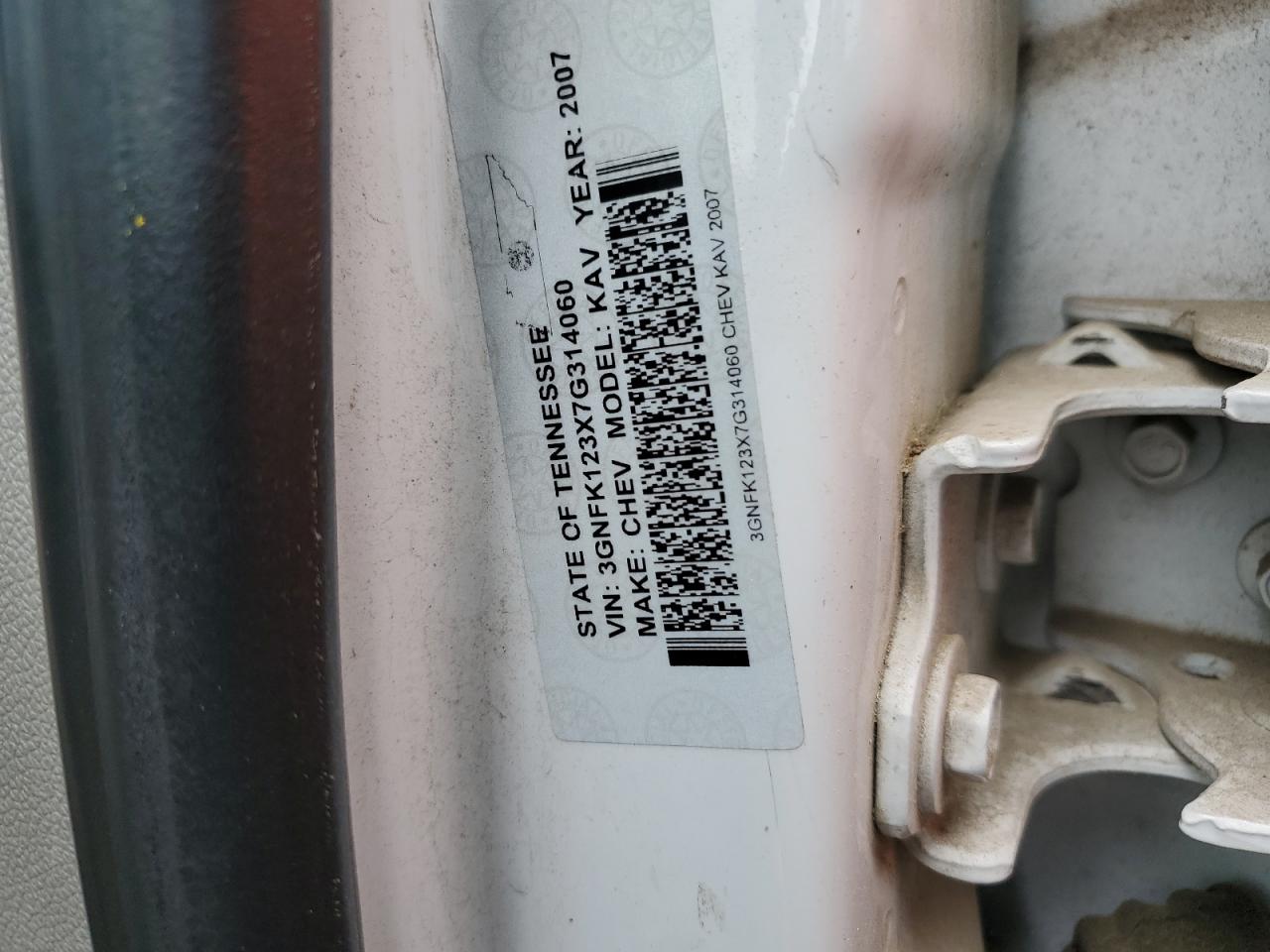 2007 Chevrolet Avalanche VIN 3GNFK123X7G314060 Copart auction photo, burn - engine / replaced vin damage thumbnail 12