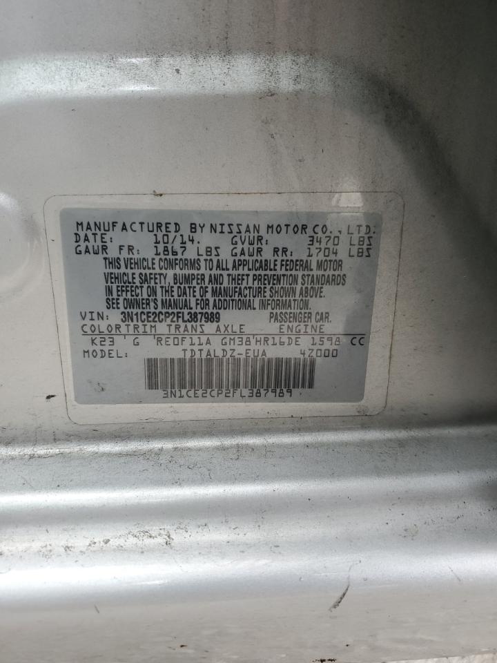 2015 Nissan Versa VIN 3N1CE2CP2FL387989 Copart auction photo, front end damage thumbnail 12