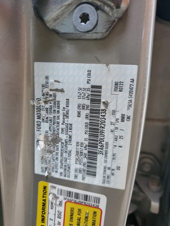 2015 Ford Fusion VIN 3FA6P0LU9FR203438 Copart auction photo, side / rear end damage thumbnail 12