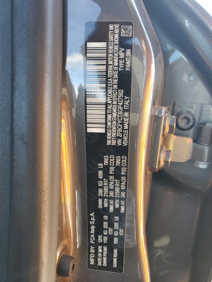 2016 Fiat 500 VIN ZFBCFYCTXGP427562 Copart auction photo, front end / rear end damage thumbnail 12