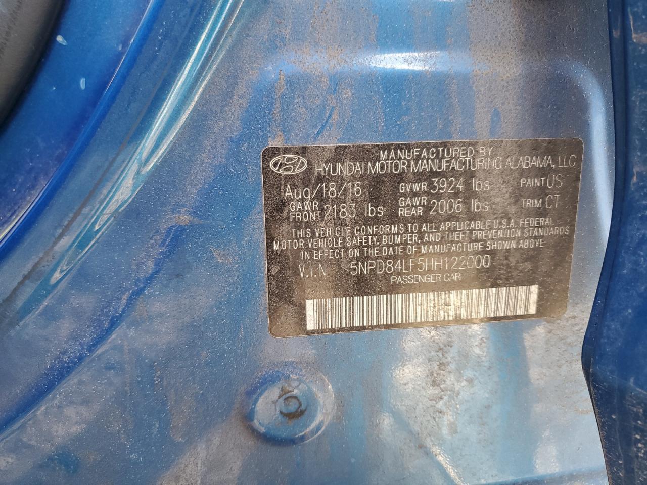 2017 Hyundai Elantra VIN 5NPD84LF5HH122000 Copart auction photo, front end damage thumbnail 13