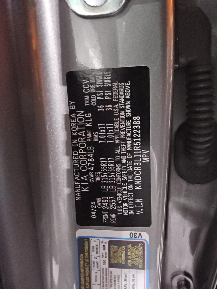 2024 KIA Niro VIN KNDCR3L11R5122388 Copart auction photo, rear end / side damage thumbnail 13