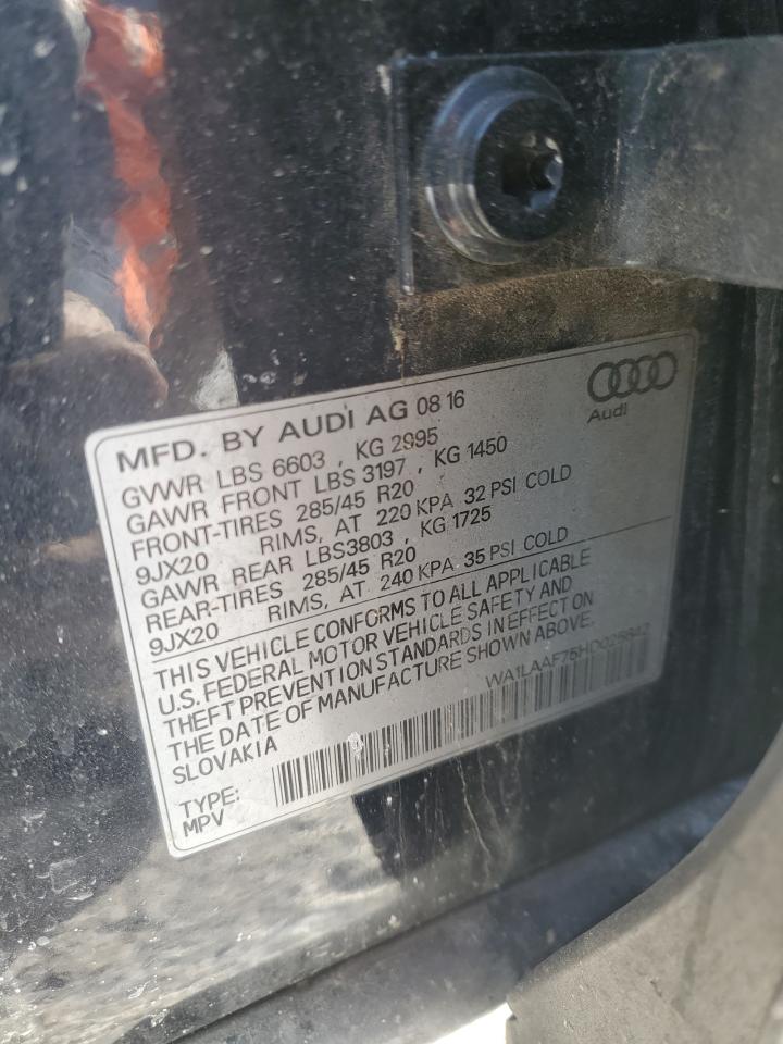2017 Audi Q7 VIN WA1LAAF75HD025642 Copart auction photo, front end damage thumbnail 14