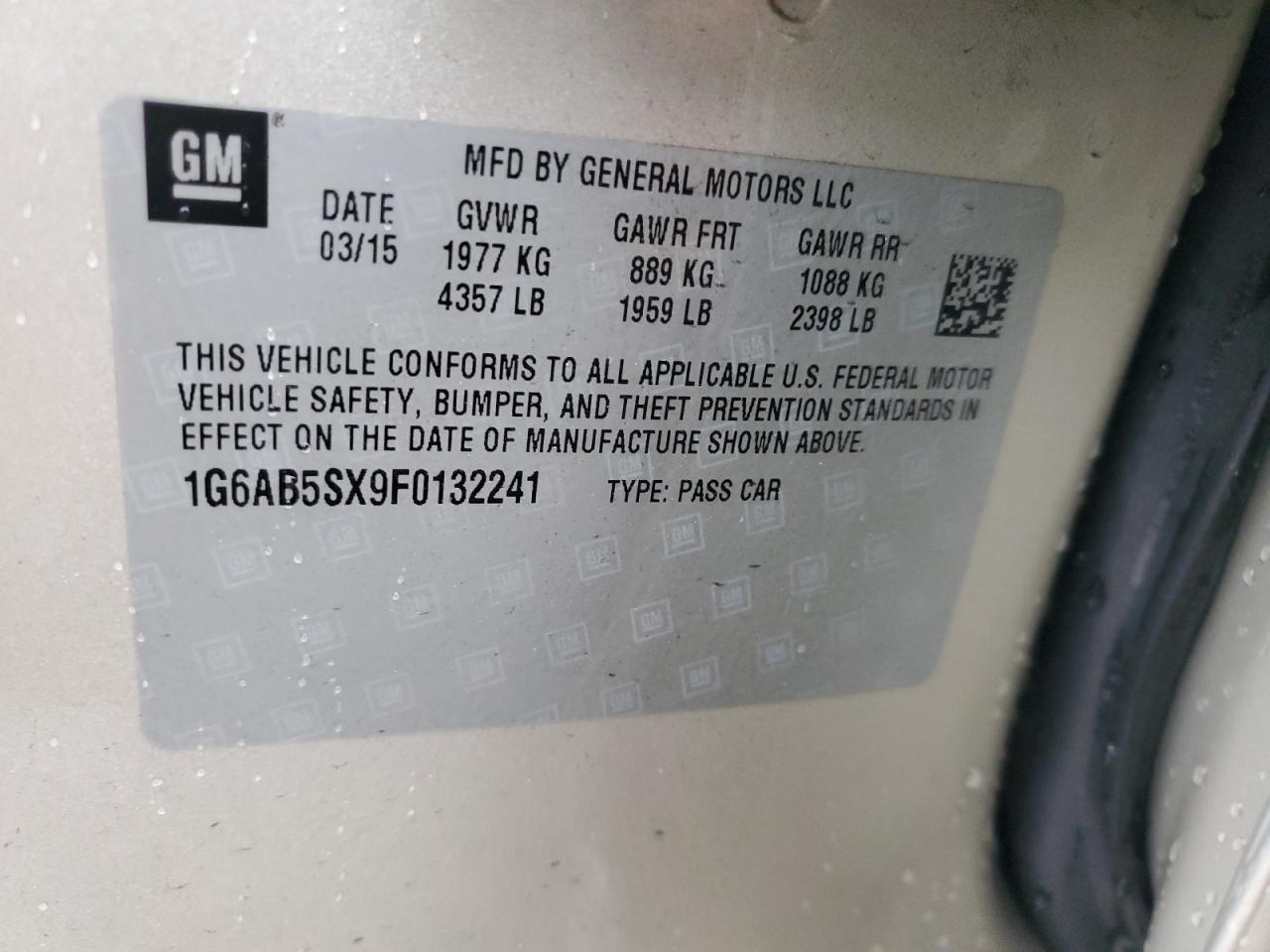 2015 Cadillac ATS VIN 1G6AB5SX9F0132241 Copart auction photo, rear end damage thumbnail 12