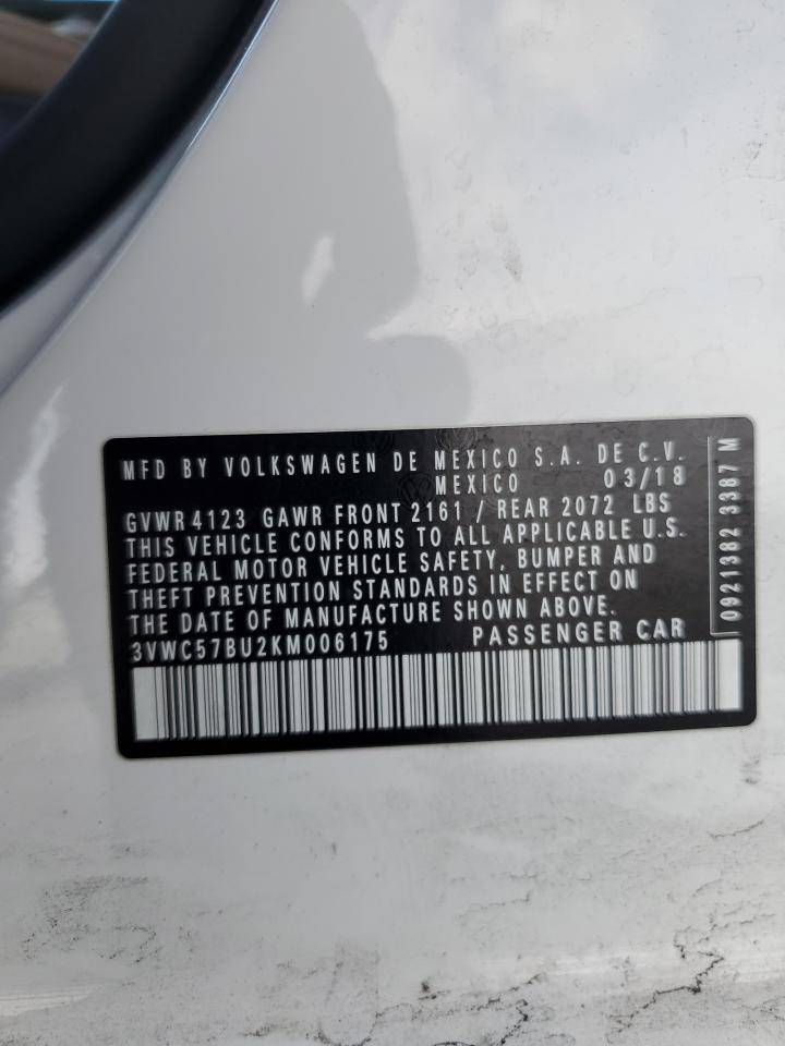 2019 Volkswagen Jetta VIN 3VWC57BU2KM006175 Copart auction photo, side damage thumbnail 15