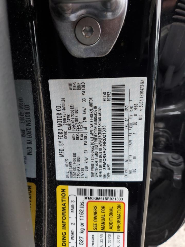 2022 Ford Bronco VIN 3FMCR9A61NRD21333 Copart auction photo, front end / minor dent/scratches damage thumbnail 15