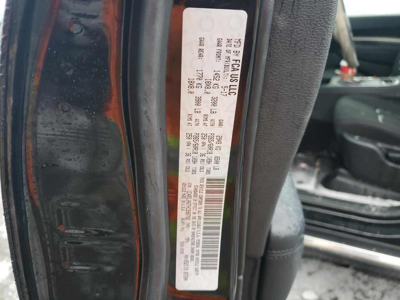 2017 Dodge Durango VIN 1C4RDJAG7HC898782 Copart auction photo, front end damage thumbnail 14