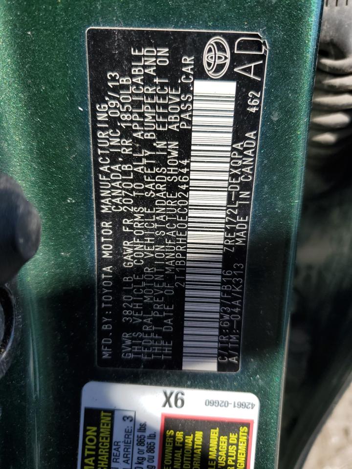2014 Toyota Corolla VIN 2T1BPRHE0EC024644 Copart auction photo, all over damage thumbnail 15