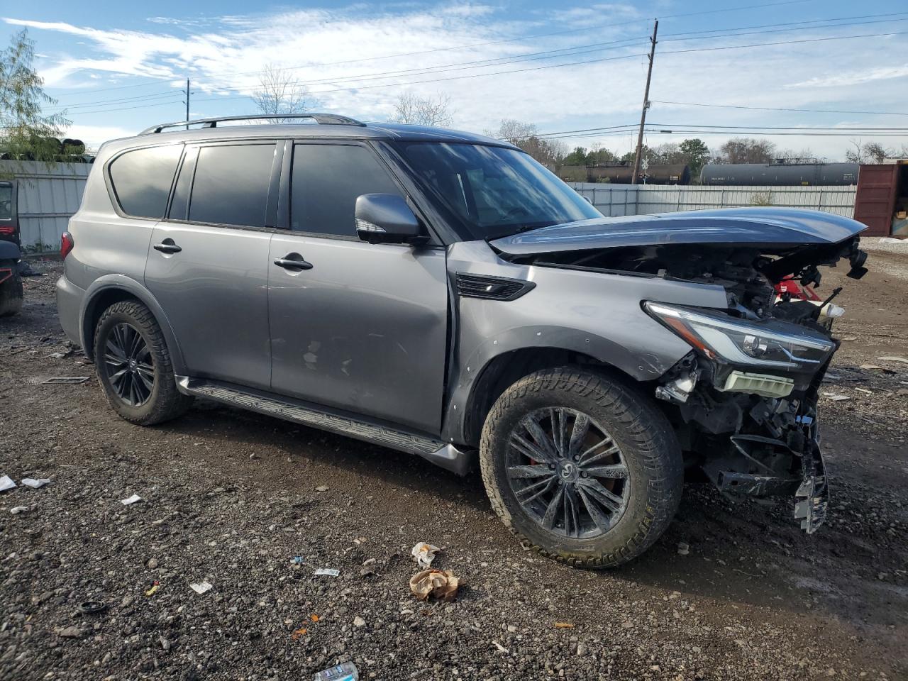 2021 Infiniti QX80 VIN JN8AZ2AE6M9272994 Copart auction photo, front end / side damage thumbnail 4