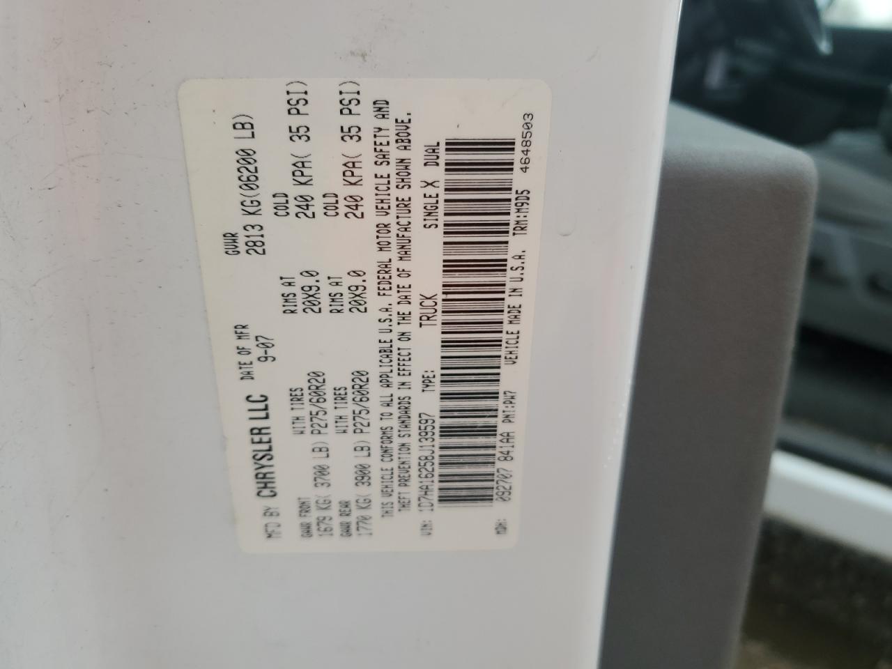 2008 Dodge RAM VIN 1D7HA16258J139597 Copart auction photo, front end damage thumbnail 12