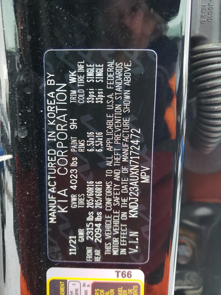 2022 KIA Soul VIN KNDJ23AUXN7172472 Copart auction photo, front end / minor dent/scratches damage thumbnail 13