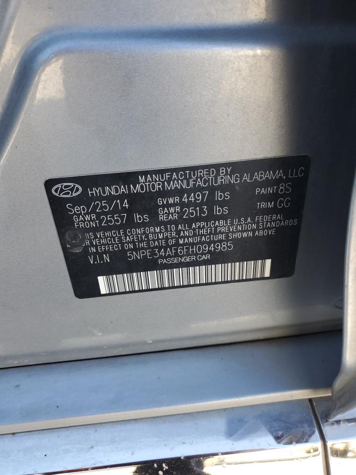 2015 Hyundai Sonata VIN 5NPE34AF6FH094985 Copart auction photo, rear end damage thumbnail 14