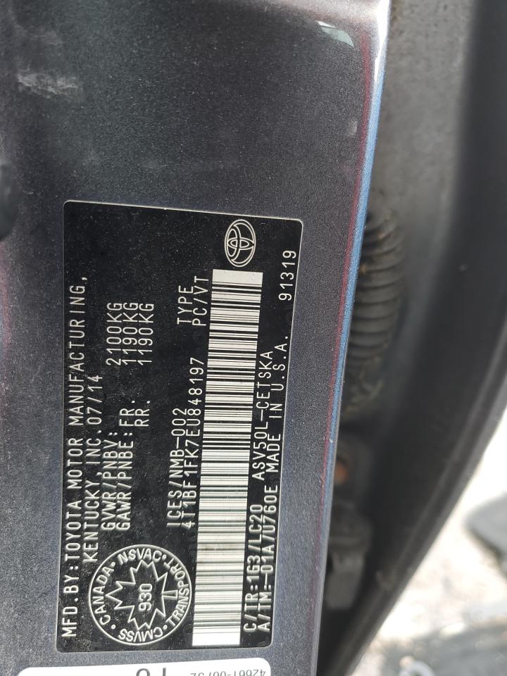 2014 Toyota Camry VIN 4T1BF1FK7EU848197 Copart auction photo, rear end / undercarriage damage thumbnail 13