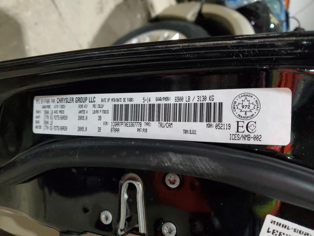 2014 RAM 1500 VIN 1C6RR7PT0ES367778 Copart auction photo, front end / minor dent/scratches damage thumbnail 12