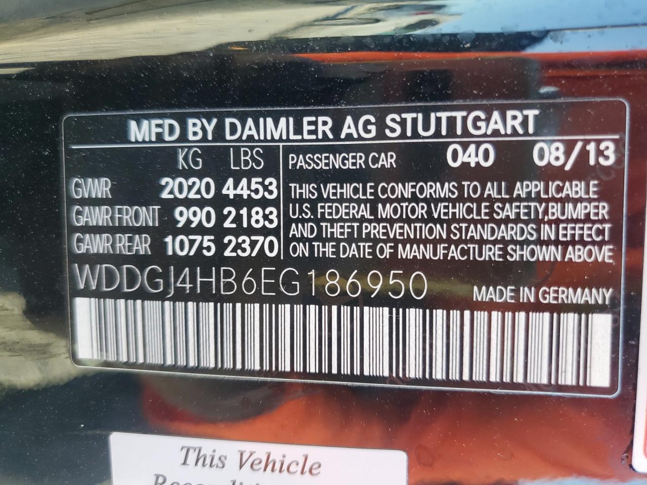 2014 Mercedes-Benz C-klasse VIN WDDGJ4HB6EG186950 Copart auction photo, front end damage thumbnail 15