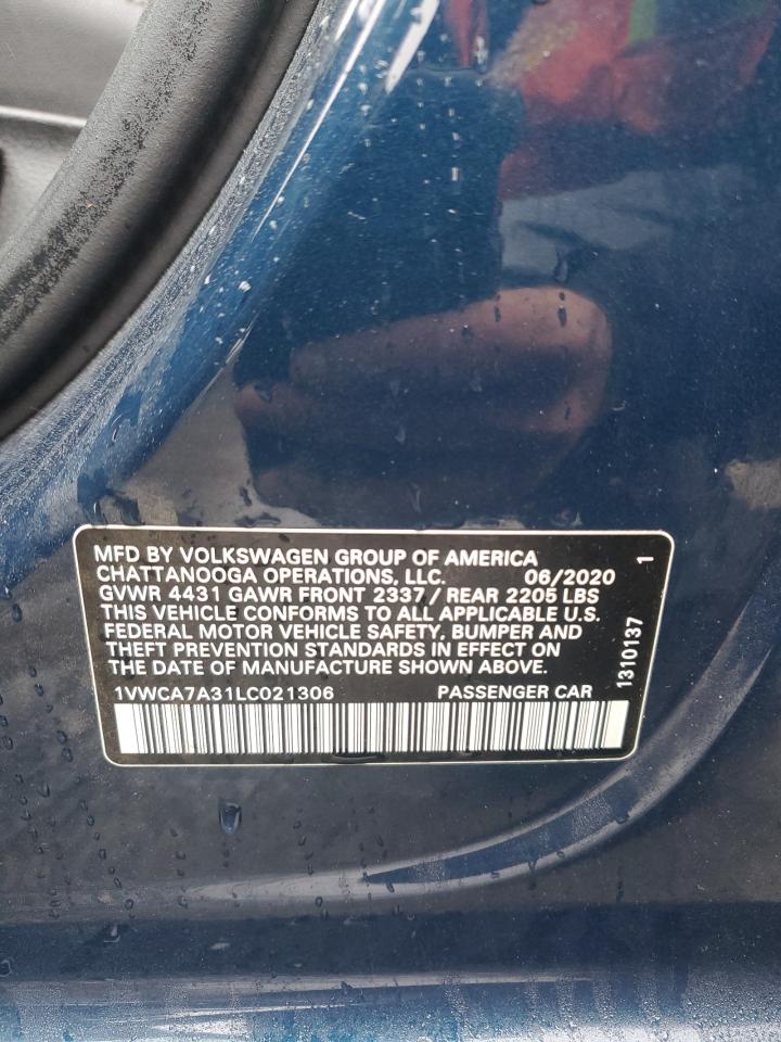 2020 Volkswagen Passat VIN 1VWCA7A31LC021306 Copart auction photo, front end damage thumbnail 12