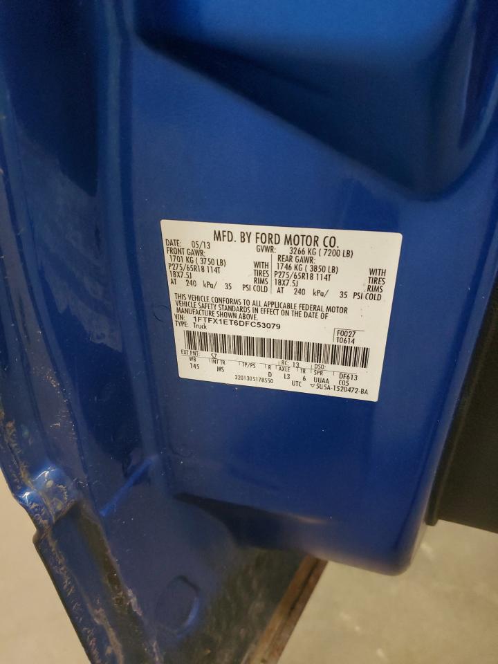 2013 Ford F-150 VIN 1FTFX1ET6DFC53079 Copart auction photo, front end / rear end damage thumbnail 12