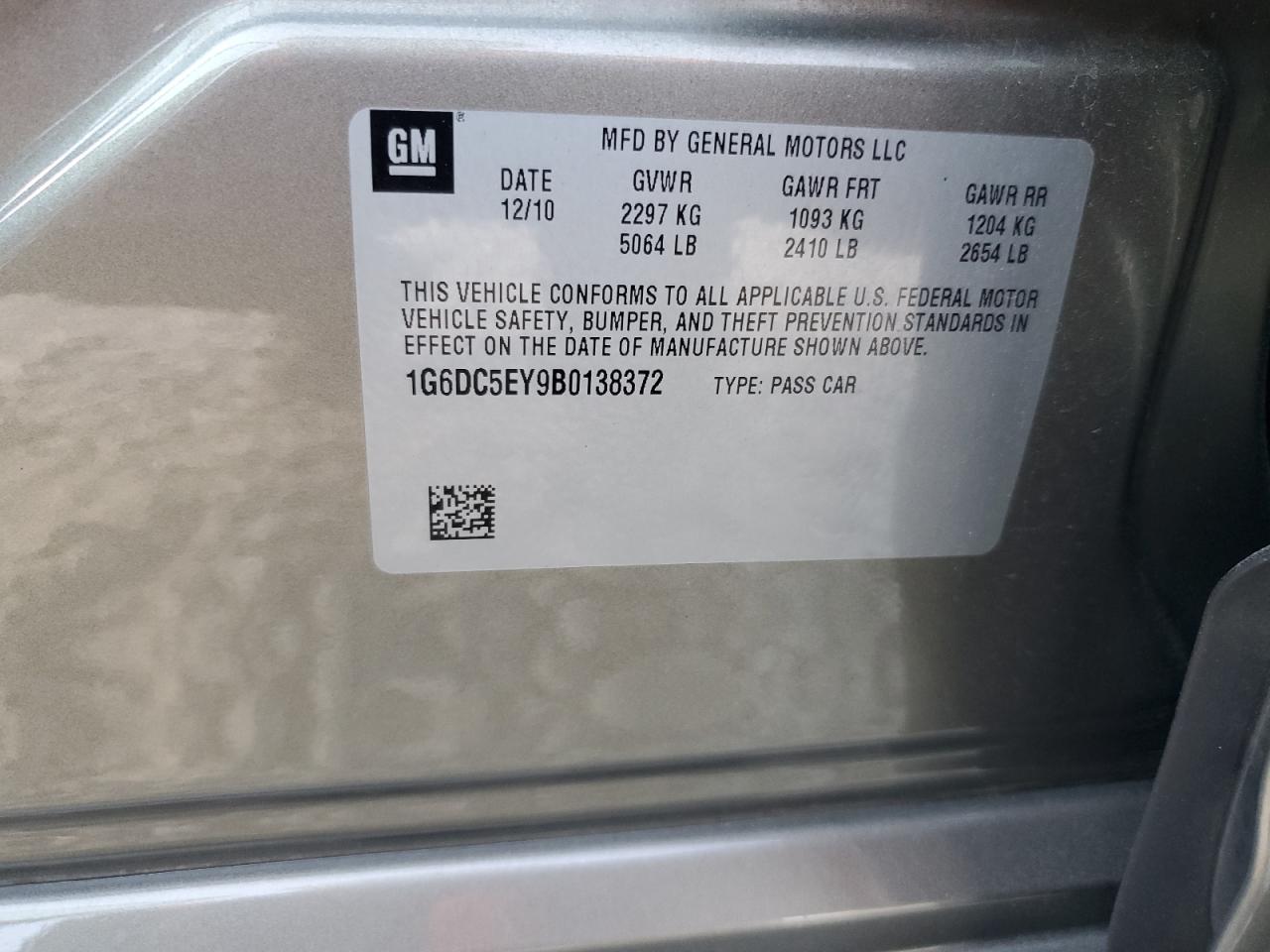 2011 Cadillac CTS VIN 1G6DC5EY9B0138372 Copart auction photo, front end damage thumbnail 14