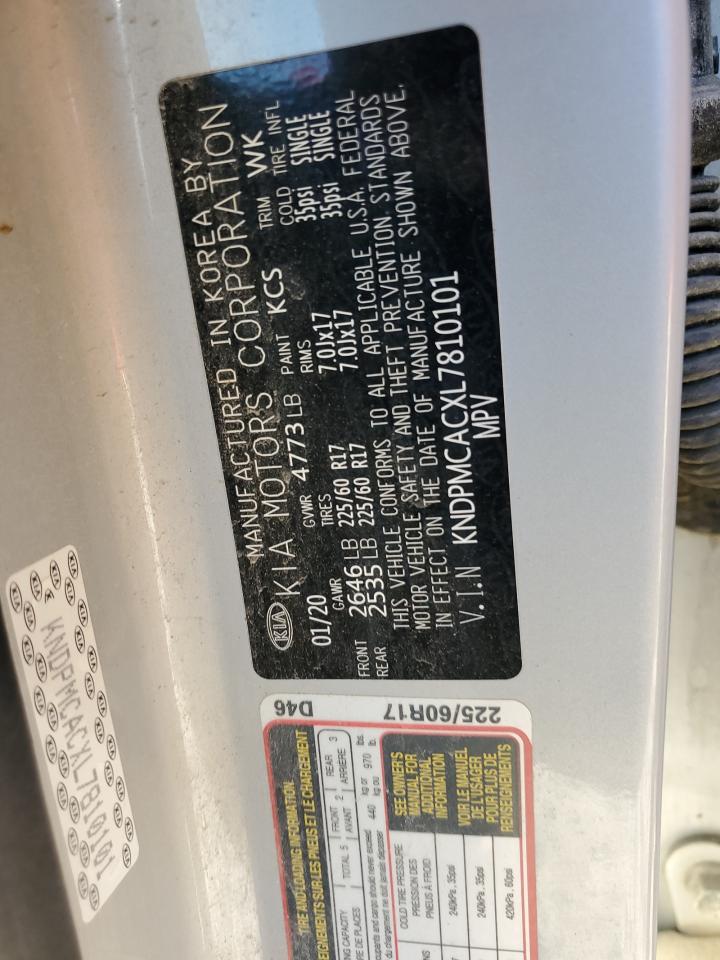 2020 KIA Sportage VIN KNDPMCACXL7810101 Copart auction photo, side / front end damage thumbnail 16