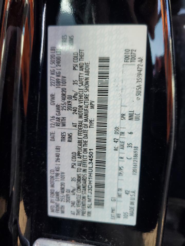 2017 Lincoln MKC VIN 5LMTJ3DH1HUL34501 Copart auction photo, rear end damage thumbnail 12