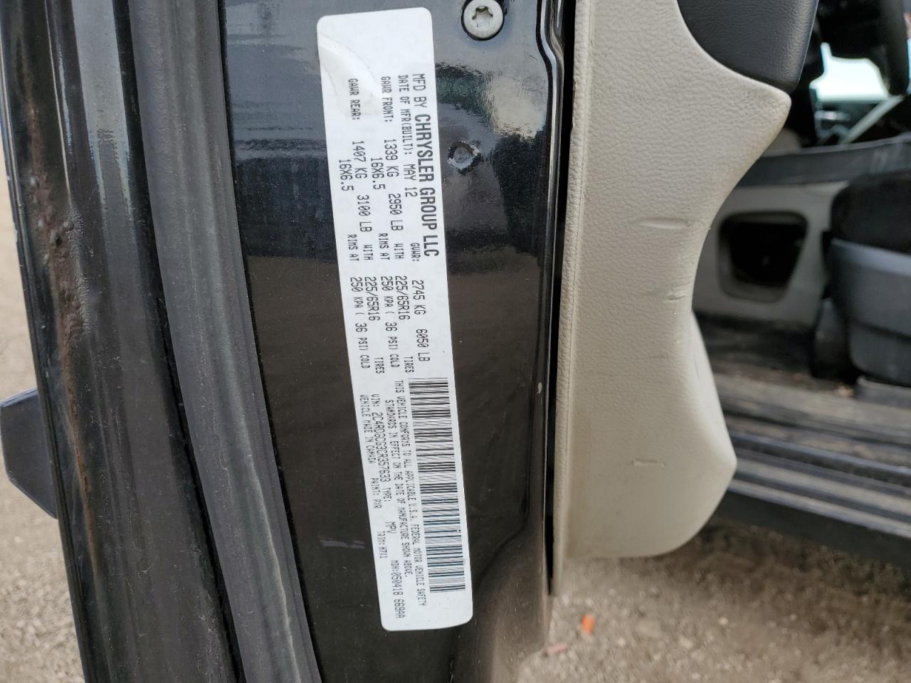 2012 Dodge Caravan VIN 2C4RDGCG3CR357633 Copart auction photo, front end / minor dent/scratches damage thumbnail 16