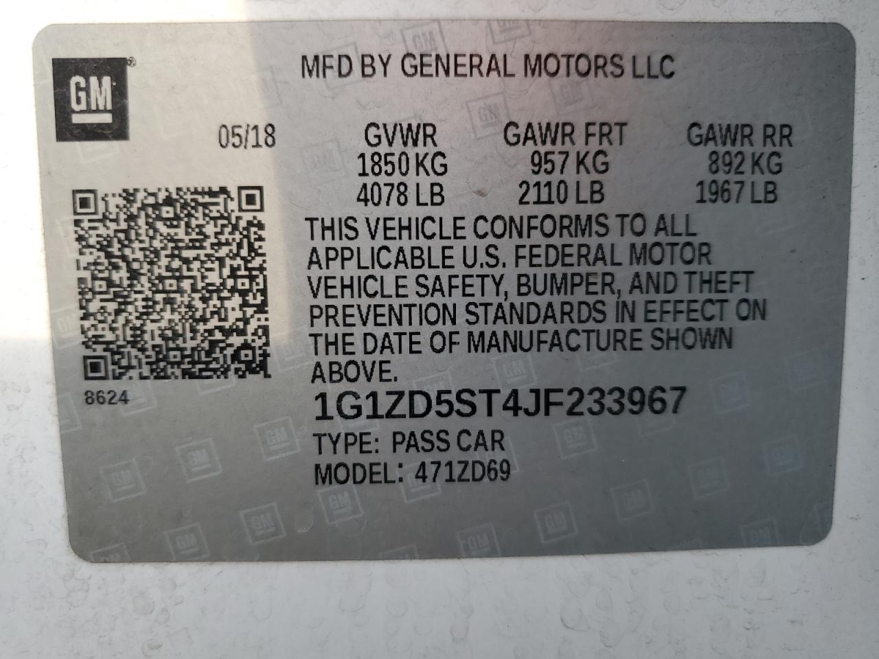2018 Chevrolet Malibu VIN 1G1ZD5ST4JF233967 Copart auction photo, side damage thumbnail 12