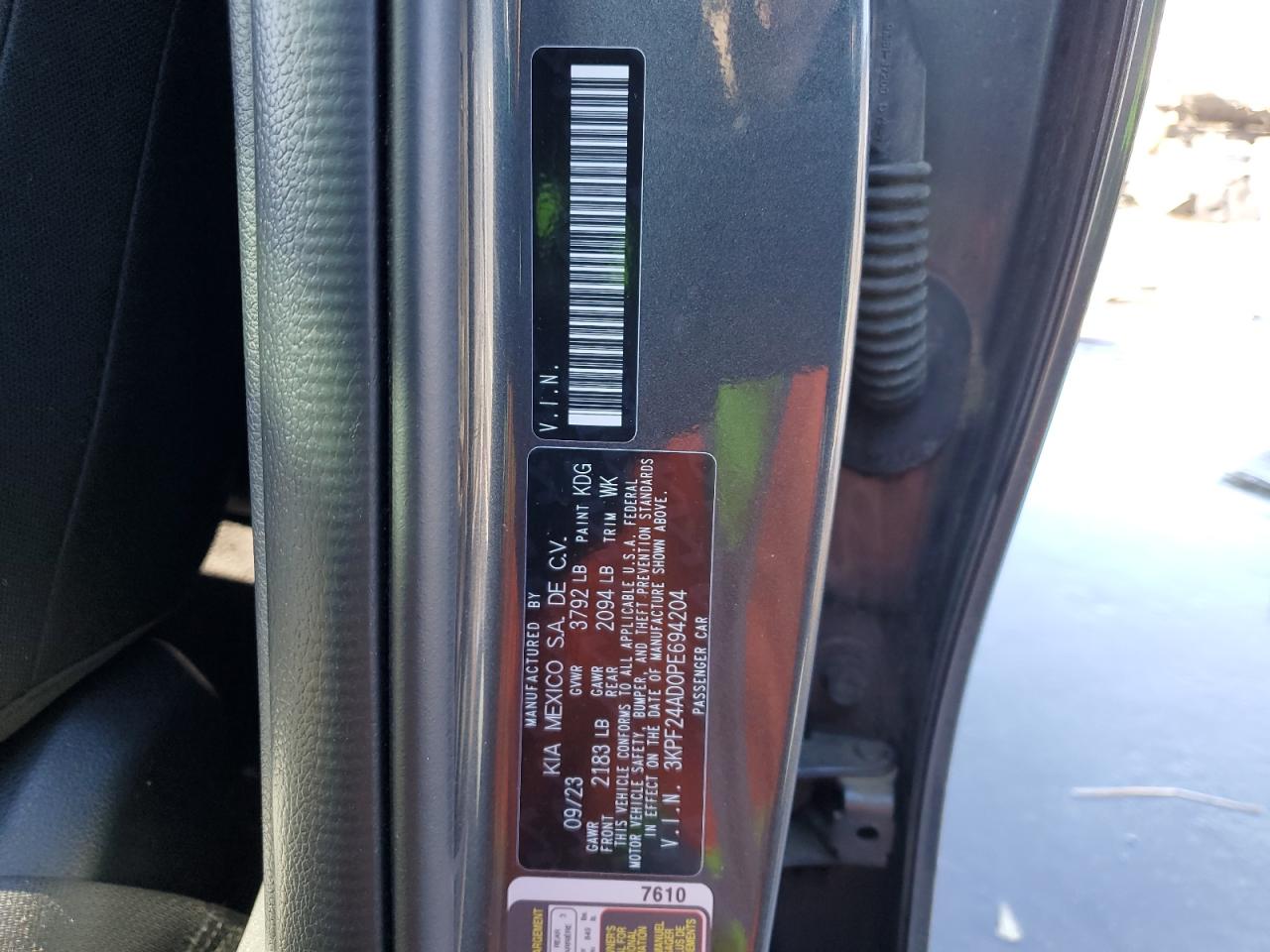 2023 KIA Forte VIN 3KPF24AD0PE694204 Copart auction photo, front end / side damage thumbnail 15