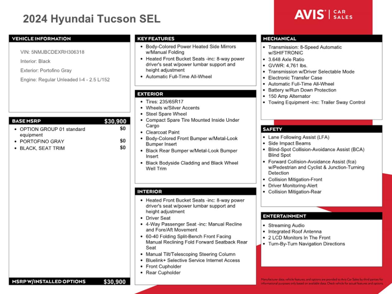 2024 Hyundai Tucson VIN 5NMJBCDEXRH306318 Copart auction photo, front end damage thumbnail 13