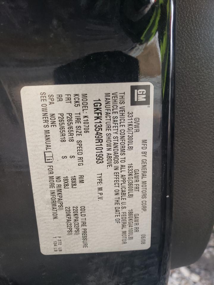 2009 GMC Yukon VIN 1GKFK13549R101993 Copart auction photo, minor dent/scratches damage thumbnail 13
