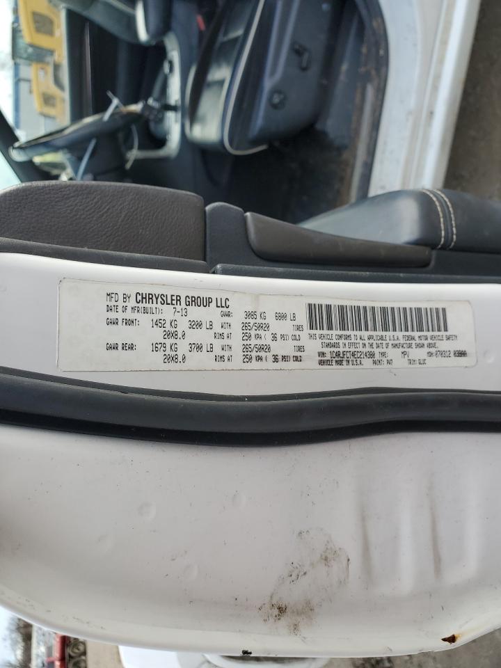 2014 Jeep Grand Cherokee VIN 1C4RJFCT4EC214380 Copart auction photo, rear end damage thumbnail 16