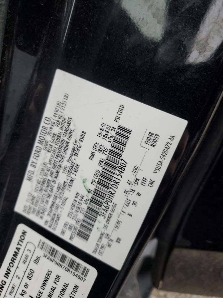 2013 Ford Fusion VIN 3FA6P0HR7DR154807 Copart auction photo, front end / side damage thumbnail 14