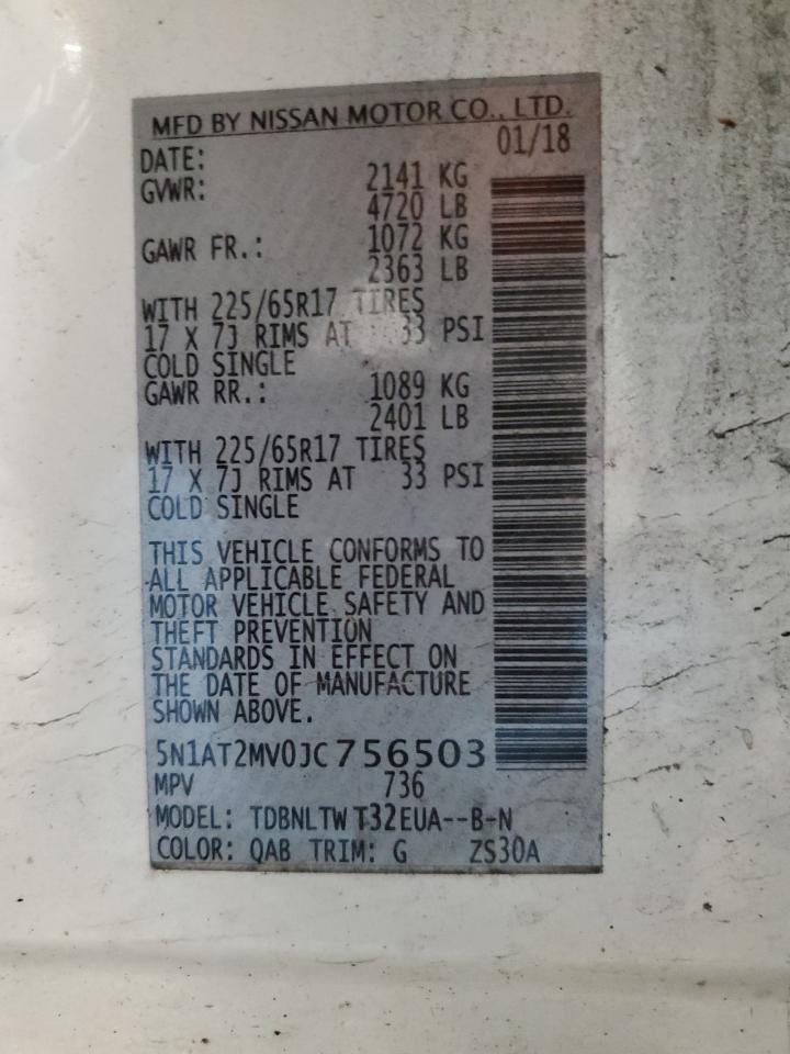 2018 Nissan Rogue VIN 5N1AT2MV0JC756503 Copart auction photo, side damage thumbnail 13