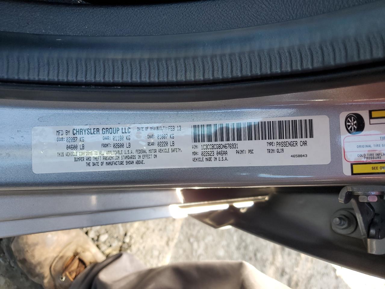 2013 Chrysler 200 VIN 1C3CCBCG8DN676931 Copart auction photo, front end damage thumbnail 12