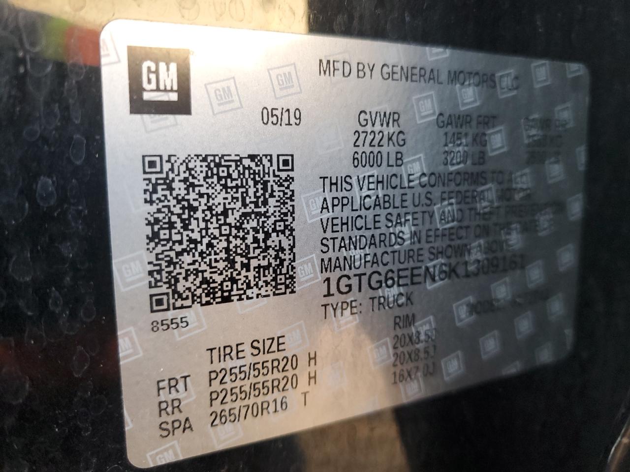 2019 GMC Canyon VIN 1GTG6EEN6K1309161 Copart auction photo, front end / minor dent/scratches damage thumbnail 14