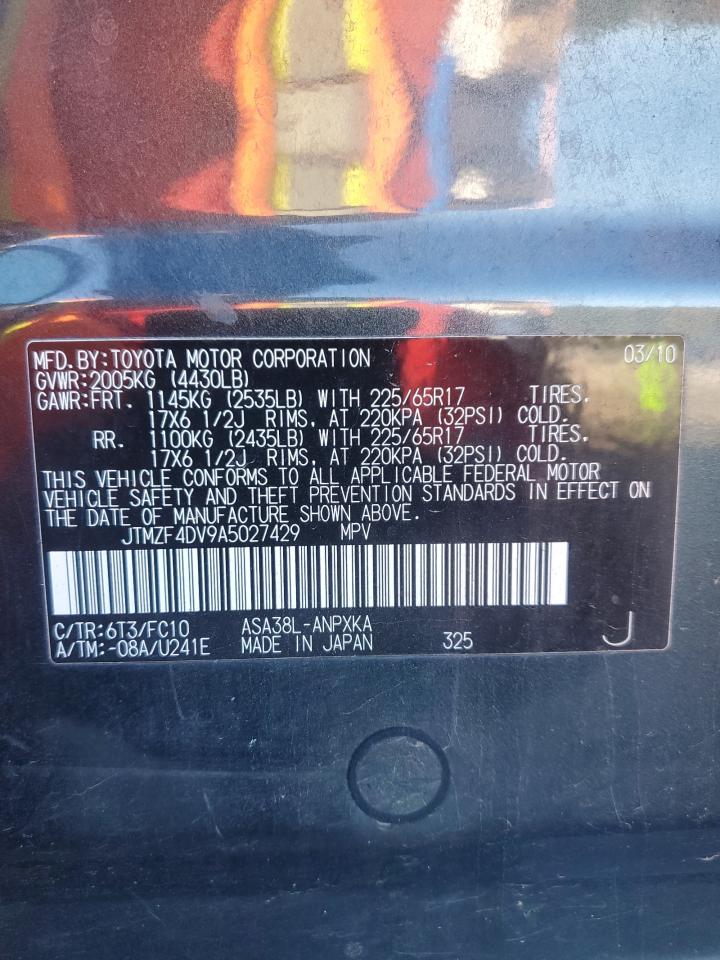 2010 Toyota RAV 4 VIN JTMZF4DV9A5027429 Copart auction photo, rear end / minor dent/scratches damage thumbnail 14