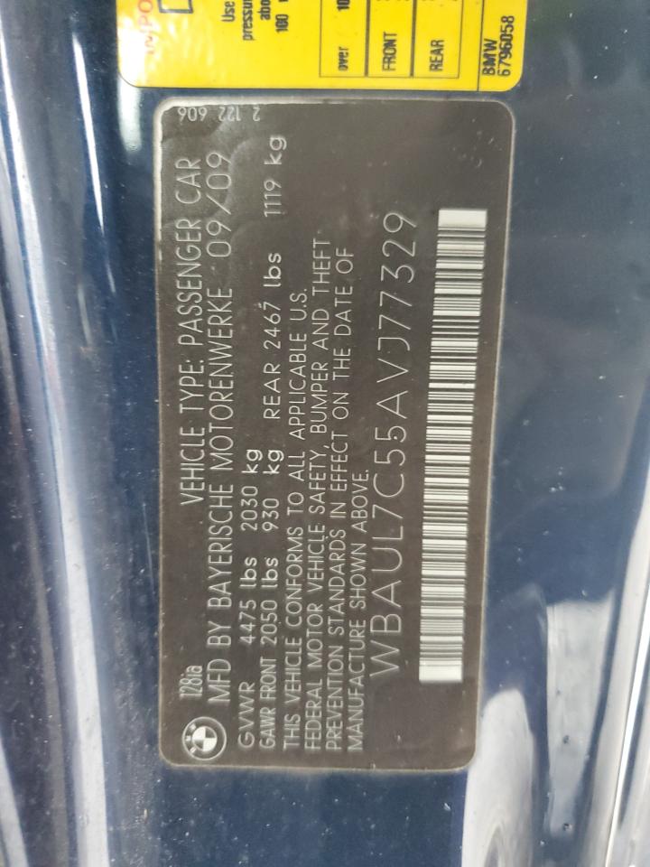 2010 BMW 1er VIN WBAUL7C55AVJ77329 Copart auction photo, front end / side damage thumbnail 15