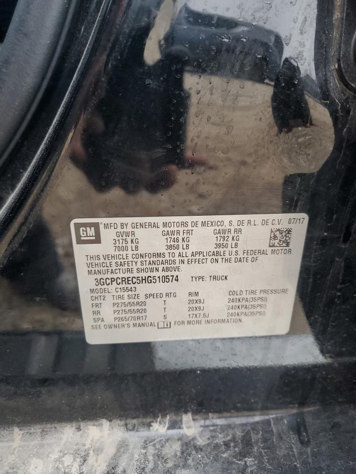 2017 Chevrolet Silverado VIN 3GCPCREC5HG510574 Copart auction photo, front end / minor dent/scratches damage thumbnail 14