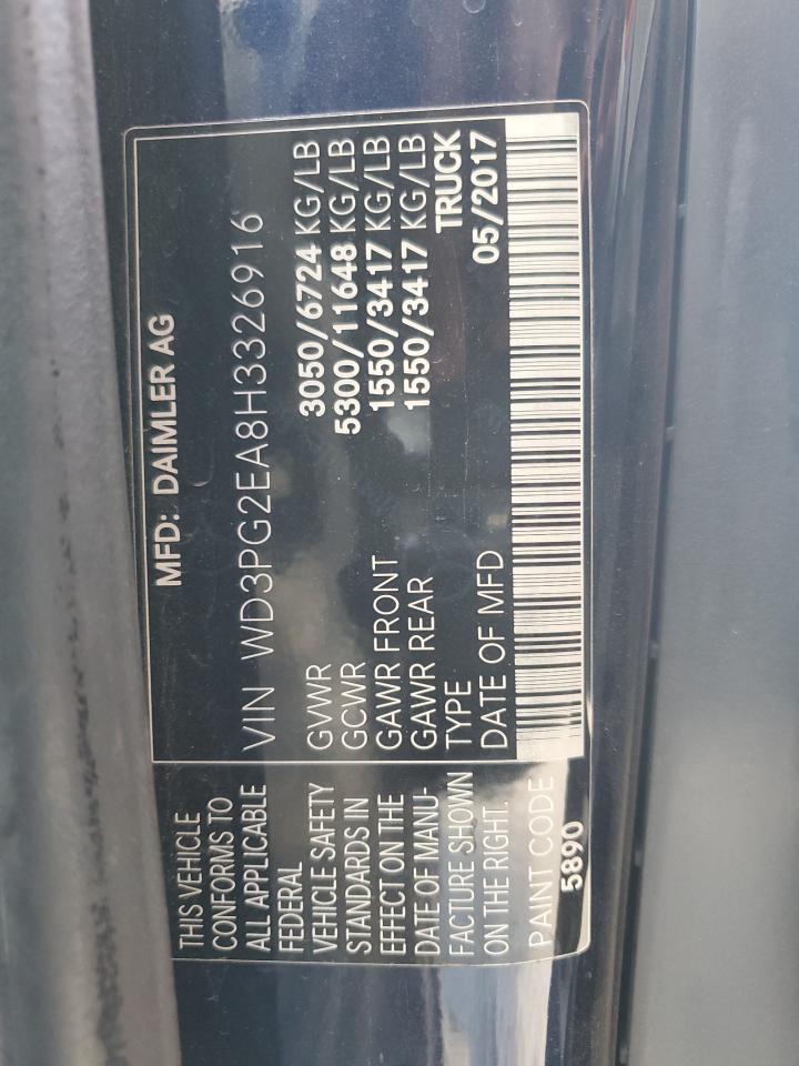 2017 Mercedes-Benz Metris VIN WD3PG2EA8H3326916 Copart auction photo, rear end damage thumbnail 12