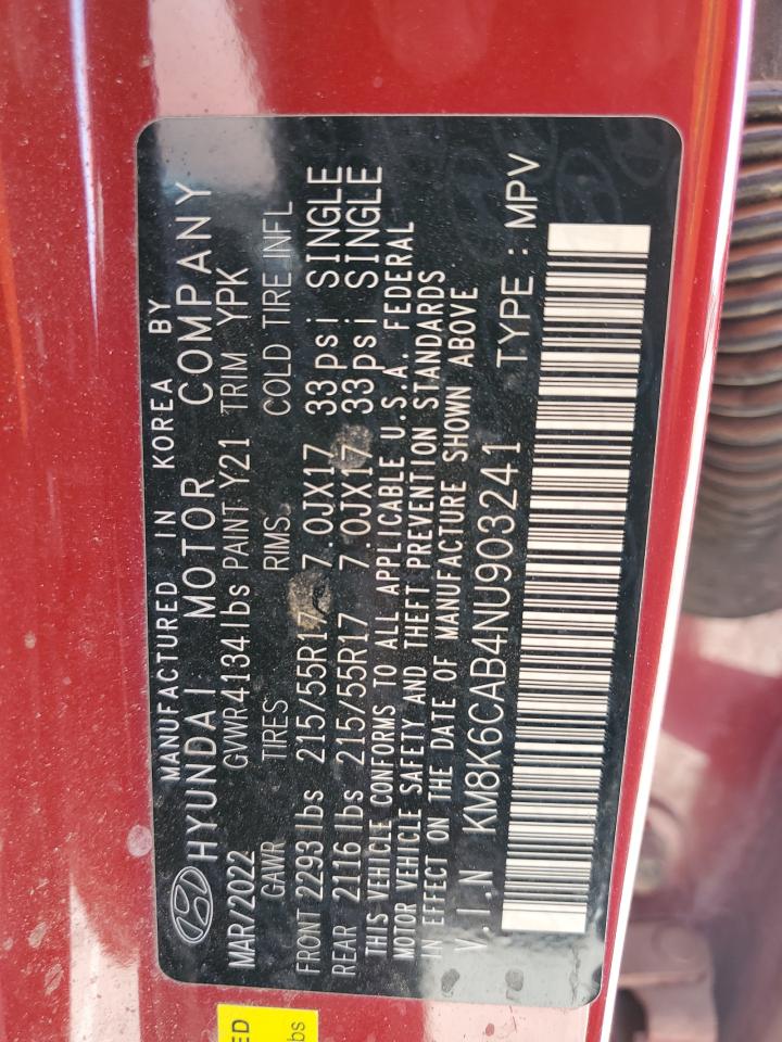 2022 Hyundai Kona VIN KM8K6CAB4NU903241 Copart auction photo, front end damage thumbnail 14