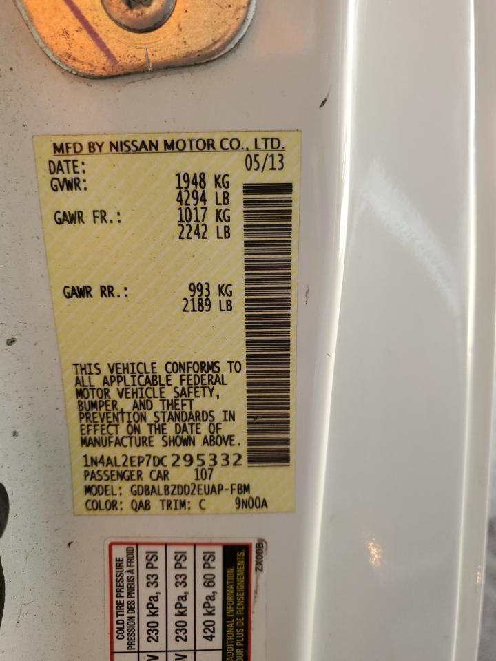 2013 Nissan Altima VIN 1N4AL2EP7DC295332 Copart auction photo, side damage thumbnail 14