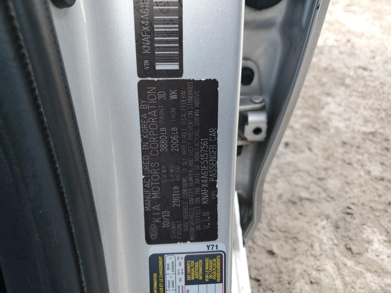 2014 KIA Forte VIN KNAFX4A61E5157561 Copart auction photo, front end / minor dent/scratches damage thumbnail 14