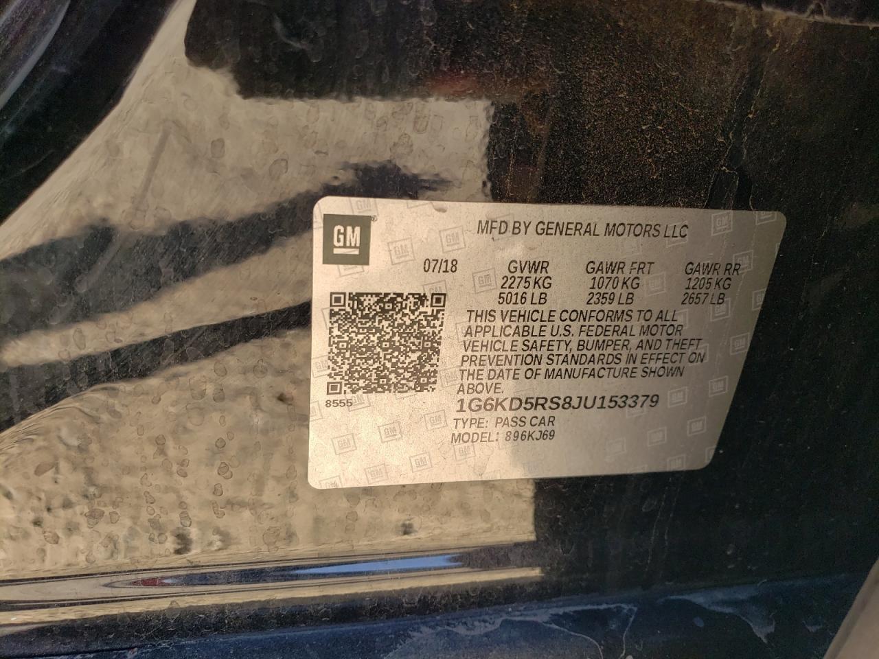 2018 Cadillac CT6 VIN 1G6KD5RS8JU153379 Copart auction photo, all over / mechanical damage thumbnail 14