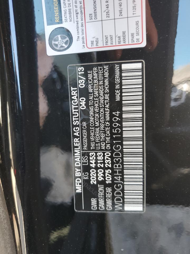 2013 Mercedes-Benz C-klasse VIN WDDGJ4HB3DG115994 Copart auction photo, front end damage thumbnail 12