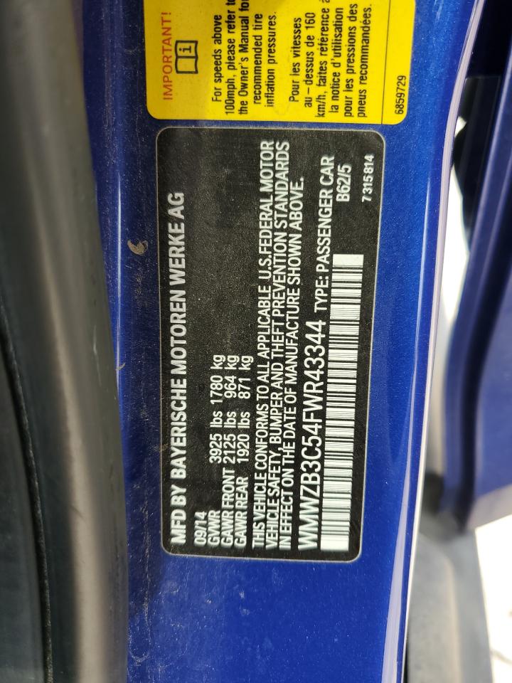 2015 MINI Cooper VIN WMWZB3C54FWR43344 Copart auction photo, side damage thumbnail 14