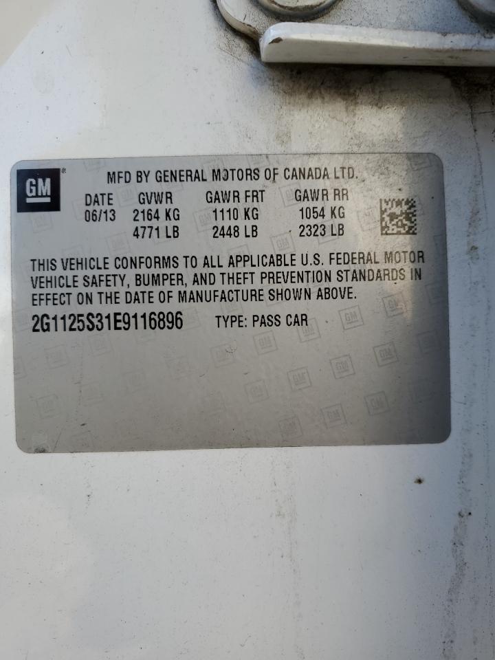 2014 Chevrolet Impala VIN 2G1125S31E9116896 Copart auction photo, front end / side damage thumbnail 14