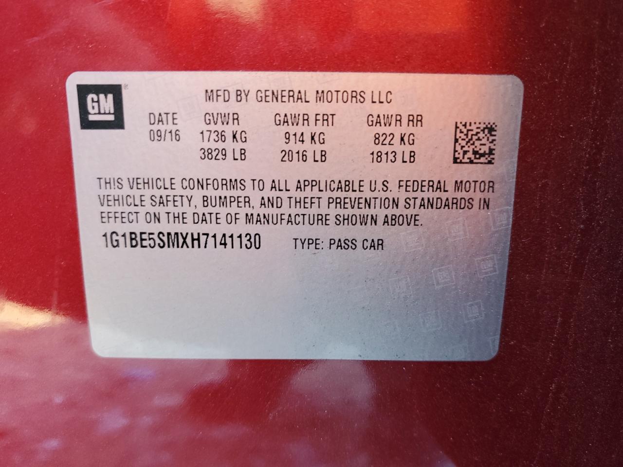 2017 Chevrolet Cruze VIN 1G1BE5SMXH7141130 Copart auction photo, front end damage thumbnail 13