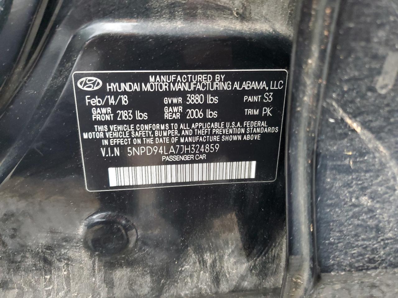 2018 Hyundai Elantra VIN 5NPD94LA7JH324859 Copart auction photo, front end damage thumbnail 12