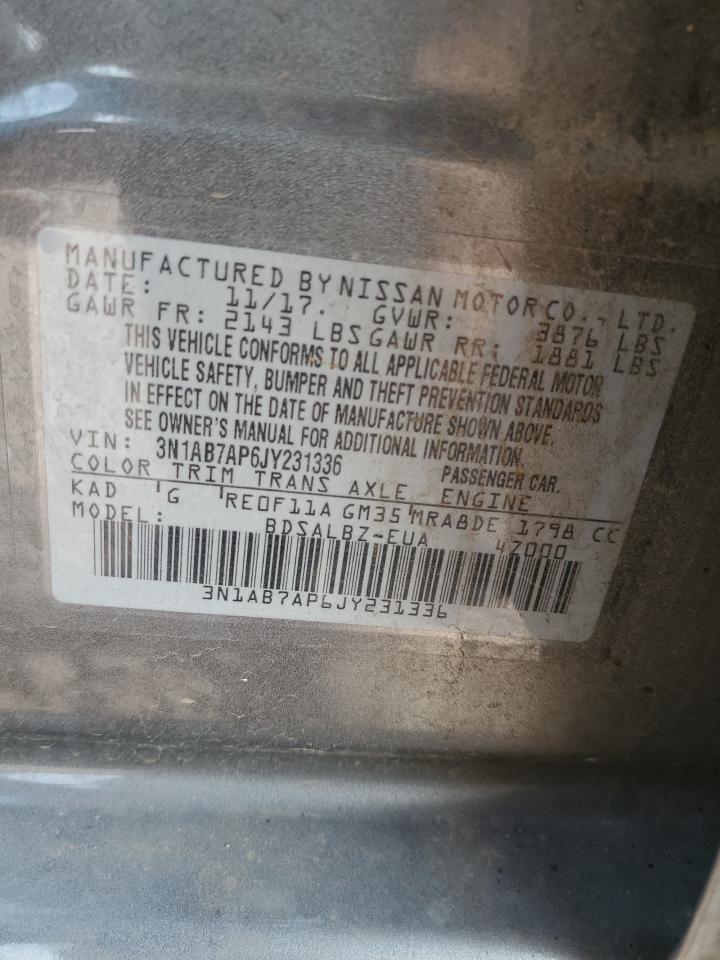 2018 Nissan Sentra VIN 3N1AB7AP6JY231336 Copart auction photo, front end damage thumbnail 14