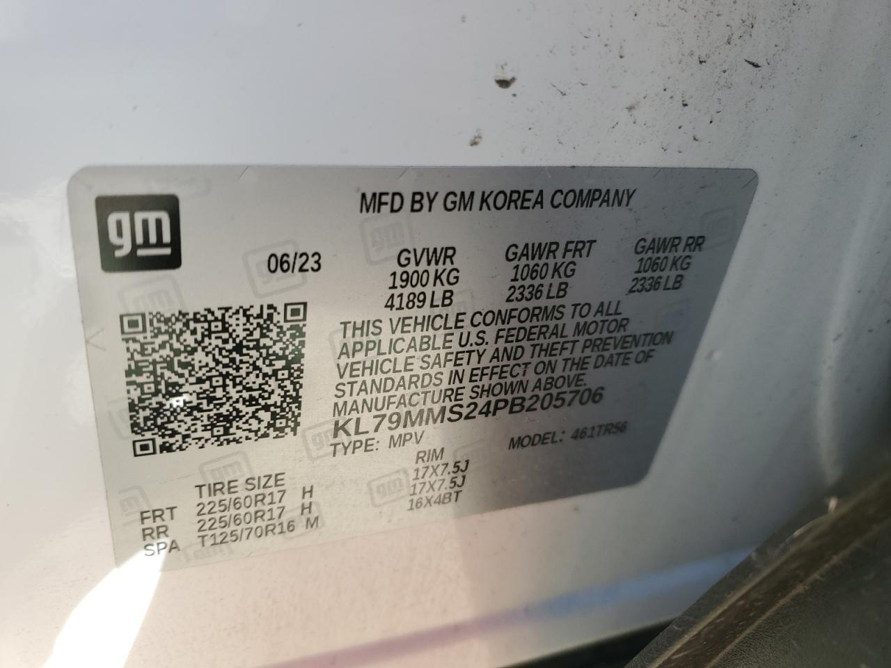 2023 Chevrolet TrailBlazer VIN KL79MMS24PB205706 Copart auction photo, all over damage thumbnail 14