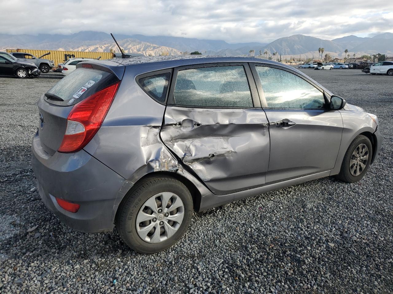 2016 Hyundai Accent VIN KMHCT5AE4GU243076 Copart auction photo, side / rear end damage thumbnail 3